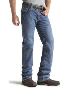 Ariat Men's FR M3 Medium Wash Loose Basic Stackable Straight Leg Jean -Aratt Clothing Shop 086P41 N9 P2