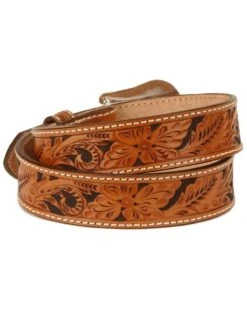 Tony Lama Men's Floral Tooled Leather Belt - Reg & Big -Aratt Clothing Shop 120153 22 P2