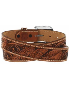 Tony Lama Men's Floral Tooled Leather Belt - Reg & Big -Aratt Clothing Shop 120153 7049 P2