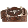 Justin Men's Longhorn Buckle Leather Belt - Reg. & Big