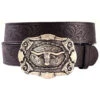 AndWest Men's Western Tooled Longhorn Belt -Aratt Clothing Shop 120Z75 89 P1