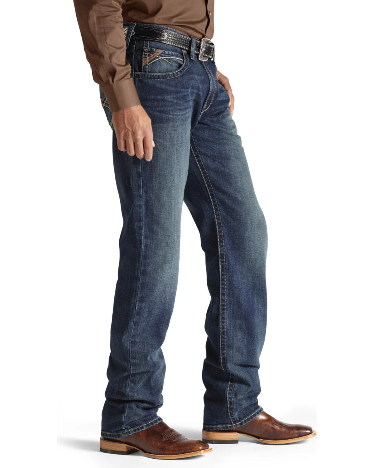 Ariat Men's Blue M3 Multi-Stitch Storm Jeans - Straight Leg 4 Ariat Men's Blue M3 Multi-Stitch Storm Jeans - Straight Leg - Image 2