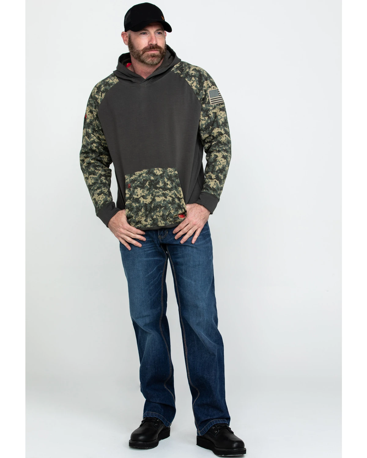 Ariat Men's FR Durastretch Camo Patriot Hooded Work Sweatshirt - Tall 8 Ariat Men's FR Durastretch Camo Patriot Hooded Work Sweatshirt - Tall - Image 6