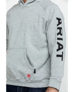 Ariat Men's FR Primo Fleece Logo Hooded Work Sweatshirt -Aratt Clothing Shop 2000281958 070 P4