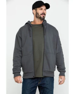 Ariat Men's Gray Rebar All-Weather Full Zip Work Hooded Sweatshirt -Aratt Clothing Shop 2000282109 020 P3