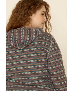 White Label By Panhandle Women's Southwestern Stripe Hoodie Tee - Plus -Aratt Clothing Shop 2000323355 900 P4