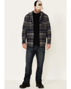 Hawx Men's Dark Gray Townsend Plaid Hooded Long Sleeve Flannel Work Shirt