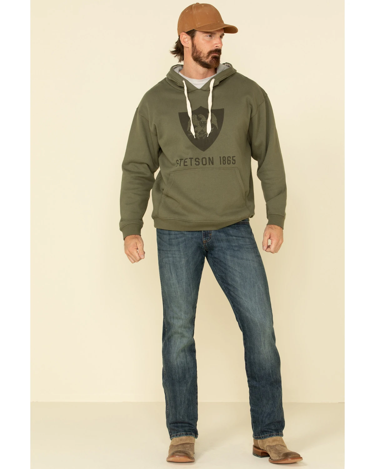 Stetson Men's Green Eagle In Shield Graphic Hooded Sweatshirt 5 Stetson Men's Green Eagle In Shield Graphic Hooded Sweatshirt - Image 3