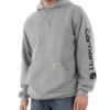 Carhartt Men's Heather Gray & Black Signature Sleeve Logo Hooded Work Sweatshirt - Big -Aratt Clothing Shop 2000332434 070 P1