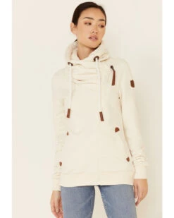 Wanakome Women's Oatmeal Hestia Asymmetrical Zip-Front Hoodie