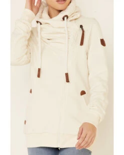 Wanakome Women's Oatmeal Hestia Asymmetrical Zip-Front Hoodie -Aratt Clothing Shop 2000340617 104 P3