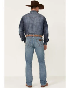 Wrangler Retro Premium Men's Eagleton Light Wash Stretch Slim Bootcut Jeans -Aratt Clothing Shop 2000342288 400 P3
