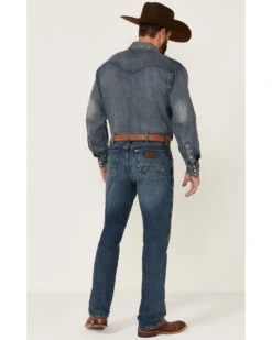 Wrangler Retro Men's Hereford Medium Wash Stretch Slim Straight Jeans -Aratt Clothing Shop 2000346855 400 P3