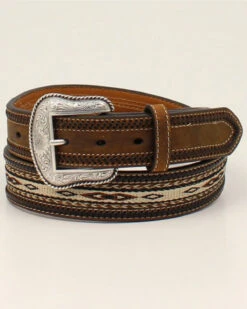 Cody James Men's Ribbon Inlay Horse Hair Lacing Western Belt