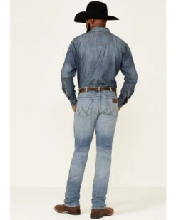 Wrangler Retro Green Men's Gralin Light Wash Stretch Slim Straight Jeans -Aratt Clothing Shop 2000350746 400 P4