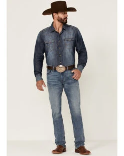 Rock & Roll Denim Men's Hooey Light Vintage Wash Revolver Stretch Slim Straight Jeans -Aratt Clothing Shop 2000351106 400 P3