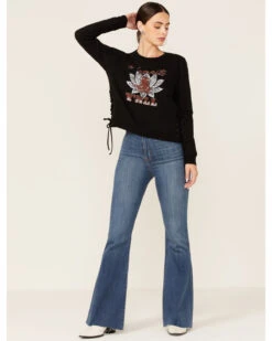 Shyanne Women's Namaste Yall Side Lacing Long Sleeve Graphic Sweatshirt -Aratt Clothing Shop 2000351336 001 P4