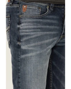 Moonshine Spirit Men's Diamond Hitch Medium Dark Wash Stretch Slim Straight Jeans -Aratt Clothing Shop 2000351731 400 P3