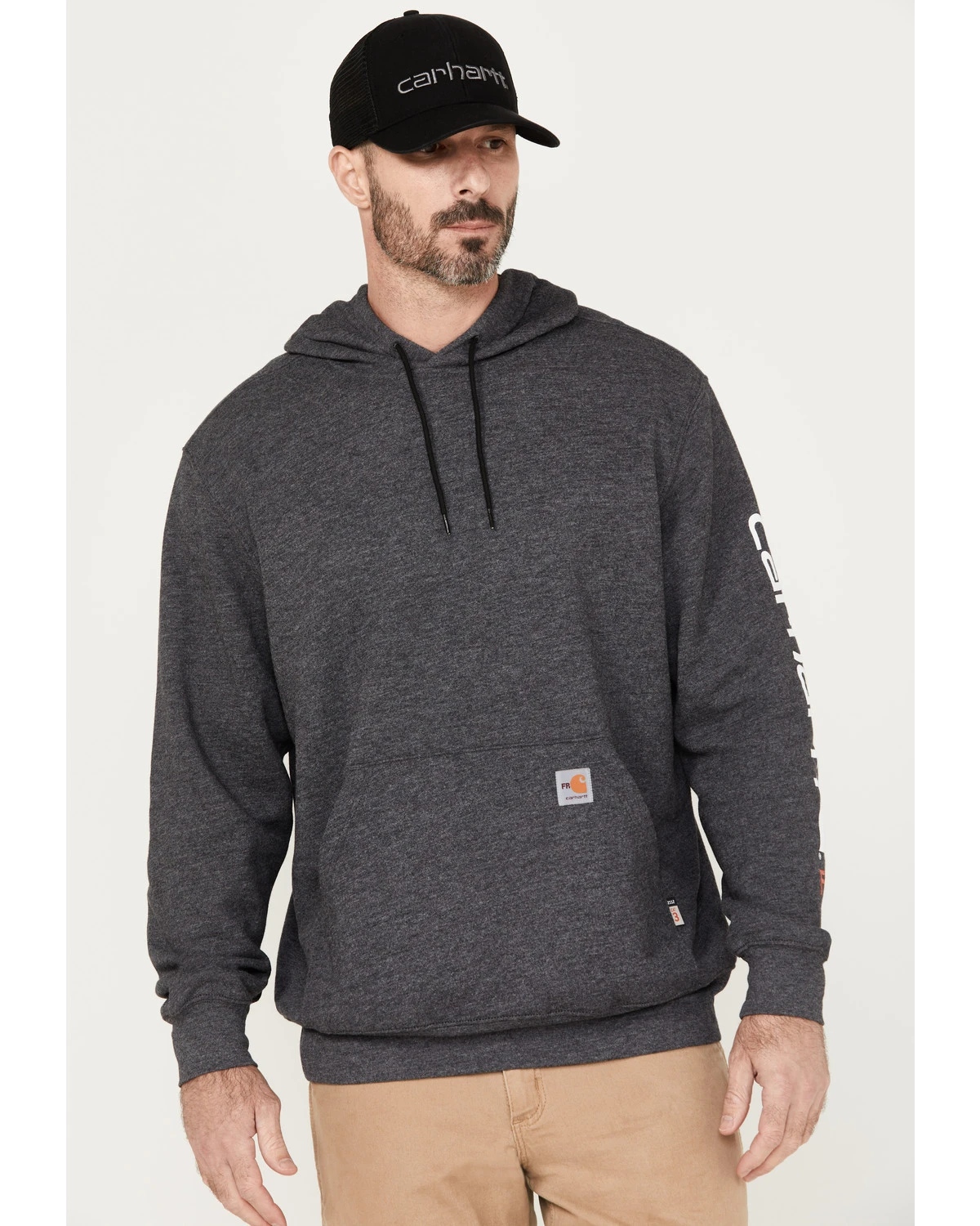 Carhartt Men's FR Force Midweight Sleeve Logo Hooded Work Sweatshirt 3 Carhartt Men's FR Force Midweight Sleeve Logo Hooded Work Sweatshirt
