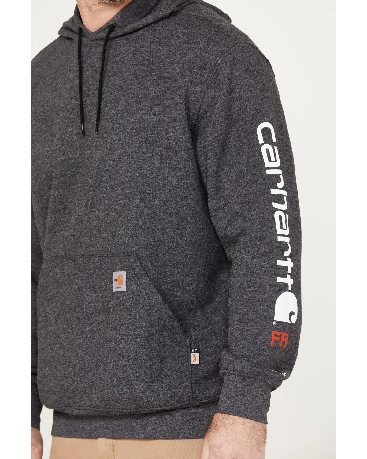 Carhartt Men's FR Force Midweight Sleeve Logo Hooded Work Sweatshirt 5 Carhartt Men's FR Force Midweight Sleeve Logo Hooded Work Sweatshirt - Image 3