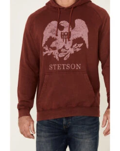 Stetson Men's Red Mineral Wash Distressed Eagle Graphic Hooded Sweatshirt -Aratt Clothing Shop 2000354136 400 P3