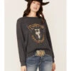 Paramount Network's Yellowstone Women's Charcoal Mineral Wash Steerhead Graphic Raglan Sweatshirt -Aratt Clothing Shop 2000356682 022 P1