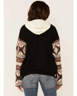 Paramount Network's Yellowstone Women's Mauve Southwestern Sleeve Hoodie Pullover -Aratt Clothing Shop 2000356684 661 P3