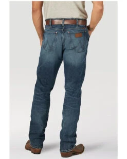 Wrangler Retro Green Men's Lexford Dark Wash Stretch Slim Straight Jeans -Aratt Clothing Shop 2000358071 400 P3