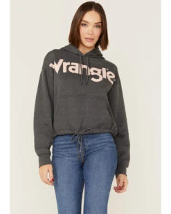 Wrangler Women's Charcoal Rose Logo Cropped Hoodie