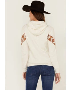 RANK 45 Women's Logo Southwestern Print Sleeve Trim Pullover Hooded Sweatshirt -Aratt Clothing Shop 2000358415 104 P4