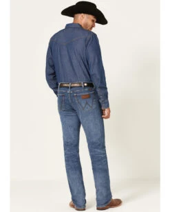 Wrangler Retro Green Men's Brierley Light Medium Wash Stretch Slim Straight Jeans -Aratt Clothing Shop 2000359722 413 P3