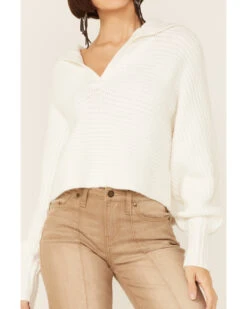 Revel Women's Sierra Collar Knit Long Sleeve Pullover Sweatshirt -Aratt Clothing Shop 2000360280 100 P3