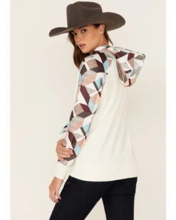 Hooey Women's Modern Colorblock Geo Print Pullover Hooded Sweater 8 Hooey Women's Modern Colorblock Geo Print Pullover Hooded Sweater -Aratt Clothing Shop 2000360944 110 P3