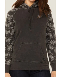 Hooey Women's Rope Like A Girl Bandana Print Pullover Hoodie Sweatshirt -Aratt Clothing Shop 2000363502 022 P3