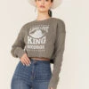 Ruby's Rubbish Women's Heather Gray Long Live King George Graphic Sweatshirt -Aratt Clothing Shop 2000365471 022 P1