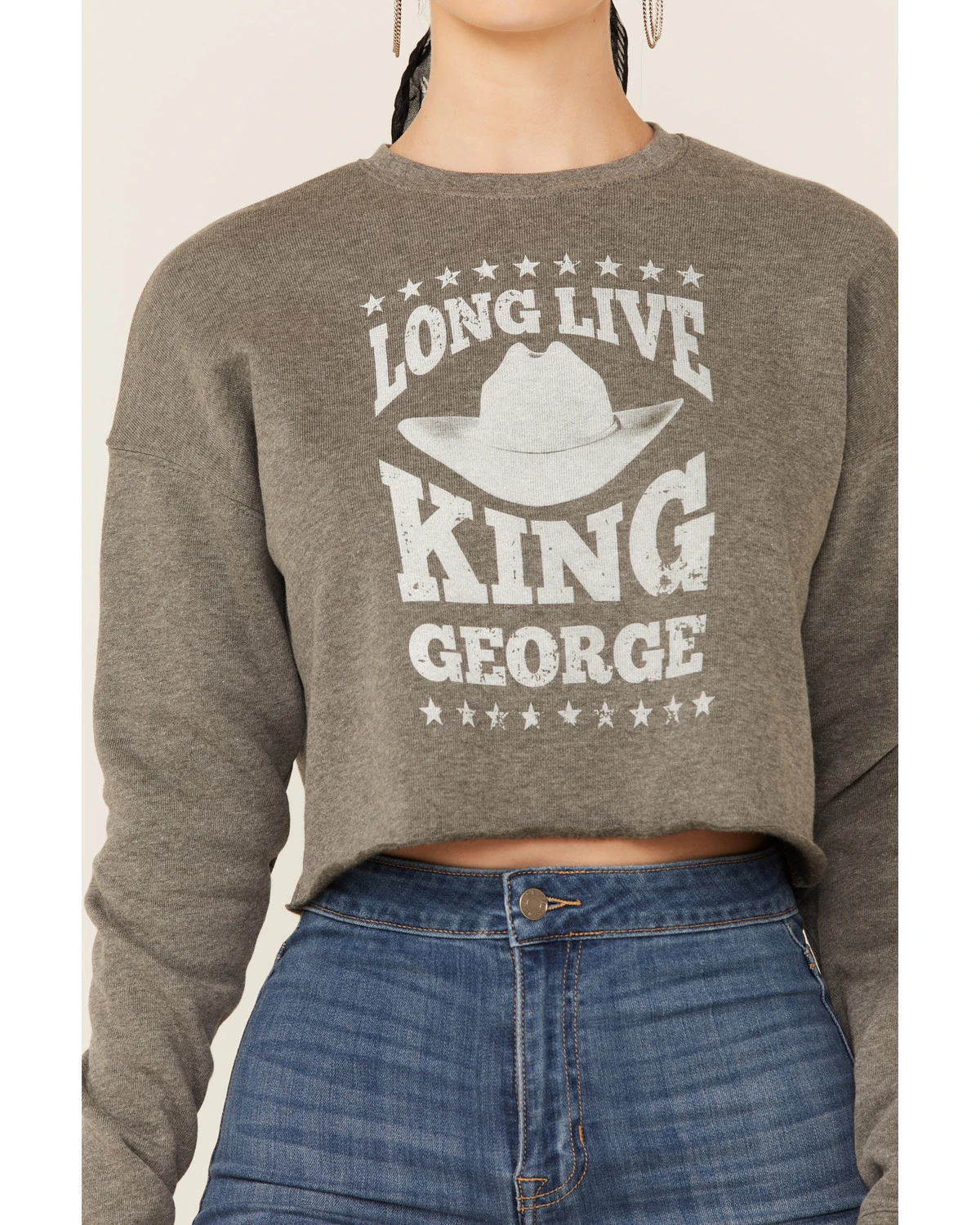 Ruby's Rubbish Women's Heather Gray Long Live King George Graphic Sweatshirt 4 Ruby's Rubbish Women's Heather Gray Long Live King George Graphic Sweatshirt - Image 2