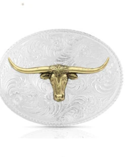 Montana Silversmiths Men's River Rock Cascade Longhorn Buckle