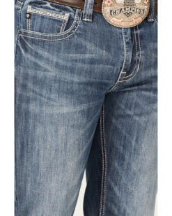 Rock & Roll Denim Men's Revolver Medium Wash Reflex Stretch Slim Straight Jeans -Aratt Clothing Shop 2000367645 202 P4