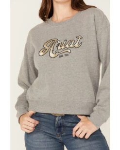 Ariat Women's R.E.A.L Varsity Logo Cropped Sweatshirt -Aratt Clothing Shop 2000371904 070 P3