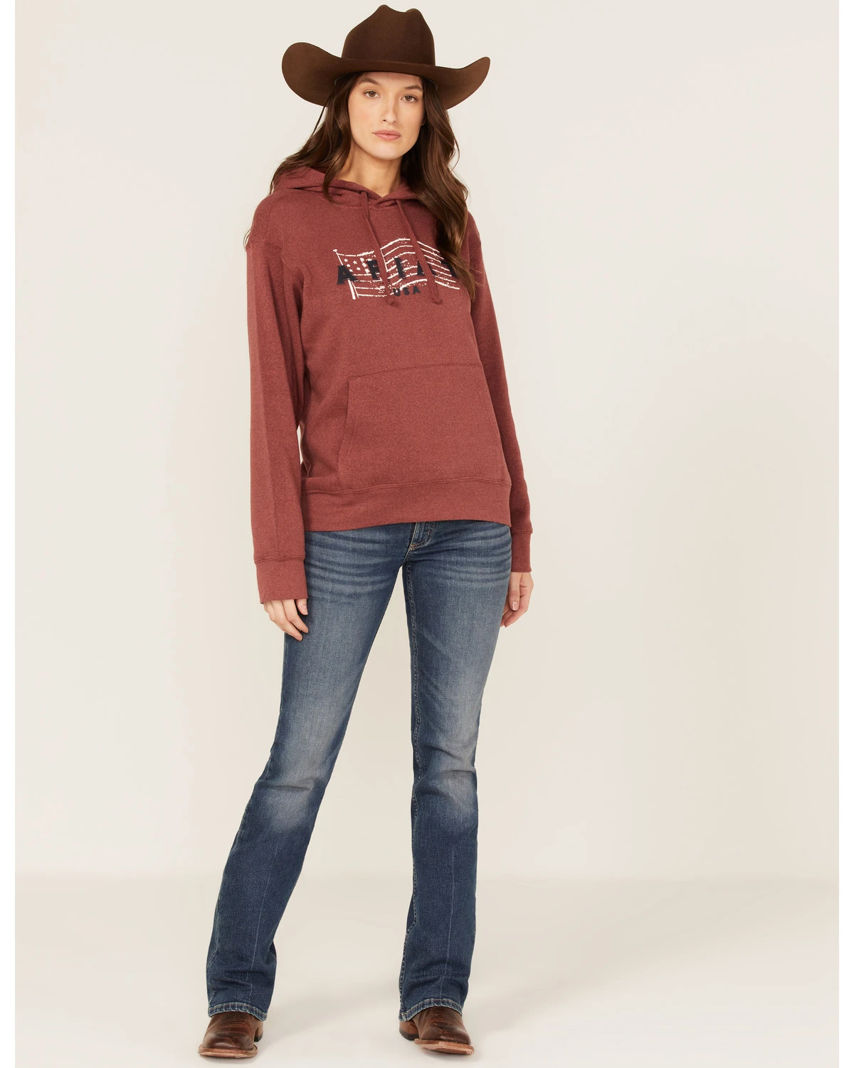 Ariat Women's R.E.A.L. USA Chest Logo Hoodie 4 Ariat Women's R.E.A.L. USA Chest Logo Hoodie - Image 2