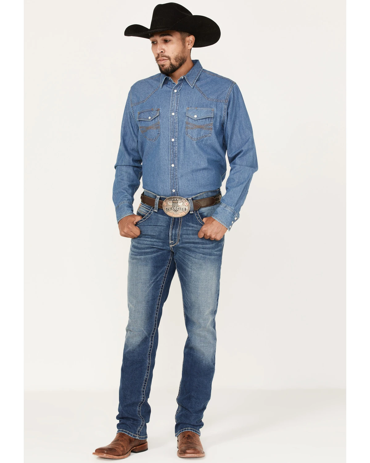 Ariat Men's M4 Walden Claudio Medium Wash Stretch Relaxed Straight Jeans 3 Ariat Men's M4 Walden Claudio Medium Wash Stretch Relaxed Straight Jeans