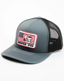 Oil Field Hats Men's Sniper Pig America Flag Rubber Patch Mesh Back Ball Cap