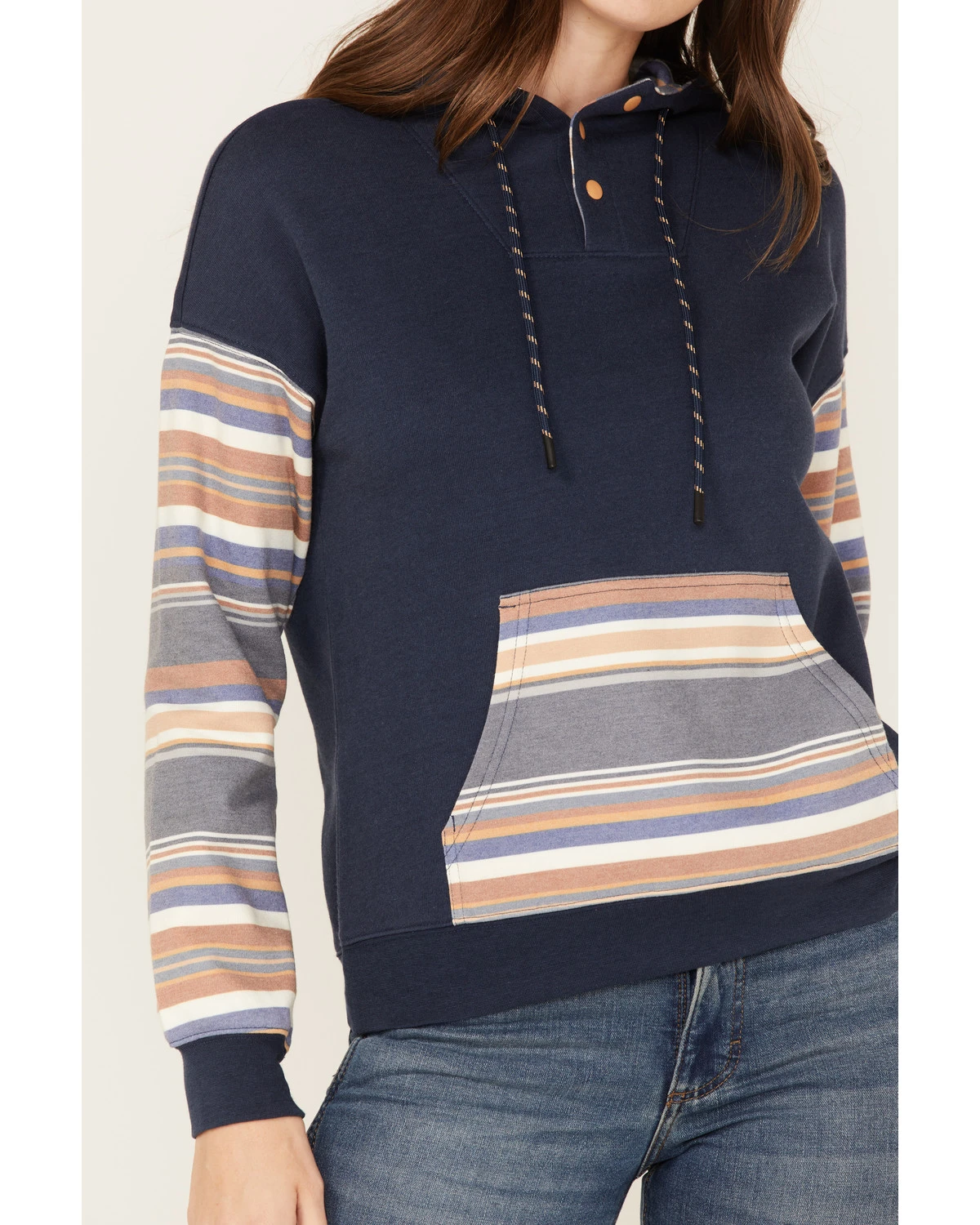 RANK 45 Women's Stripe Contrast Hooded Pullover 5 RANK 45 Women's Stripe Contrast Hooded Pullover - Image 3