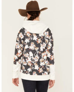 Hooey Women's Contrast Floral Print Hoodie -Aratt Clothing Shop 2000378785 001 P4