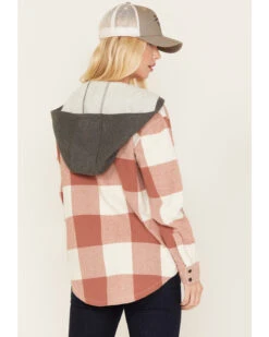 Cleo + Wolf Women's Buffalor Plaid Print Hooded Flannel Shirt -Aratt Clothing Shop 2000380772 200 P4