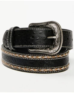 Cody James Men's Horsehair With Floral Tooled Inlay Belt