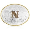 Montana Silversmiths Classic Western Oval Two-Tone Initial Belt Buckle - N -Aratt Clothing Shop 2000396055 040 P1